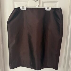 Vintage Albert Nipon Wool Silk Satin Skirt Size 10, Brown Pencil Skirt